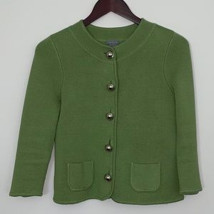 Ann Taylor Green Sweater Top XS Silver Buttons